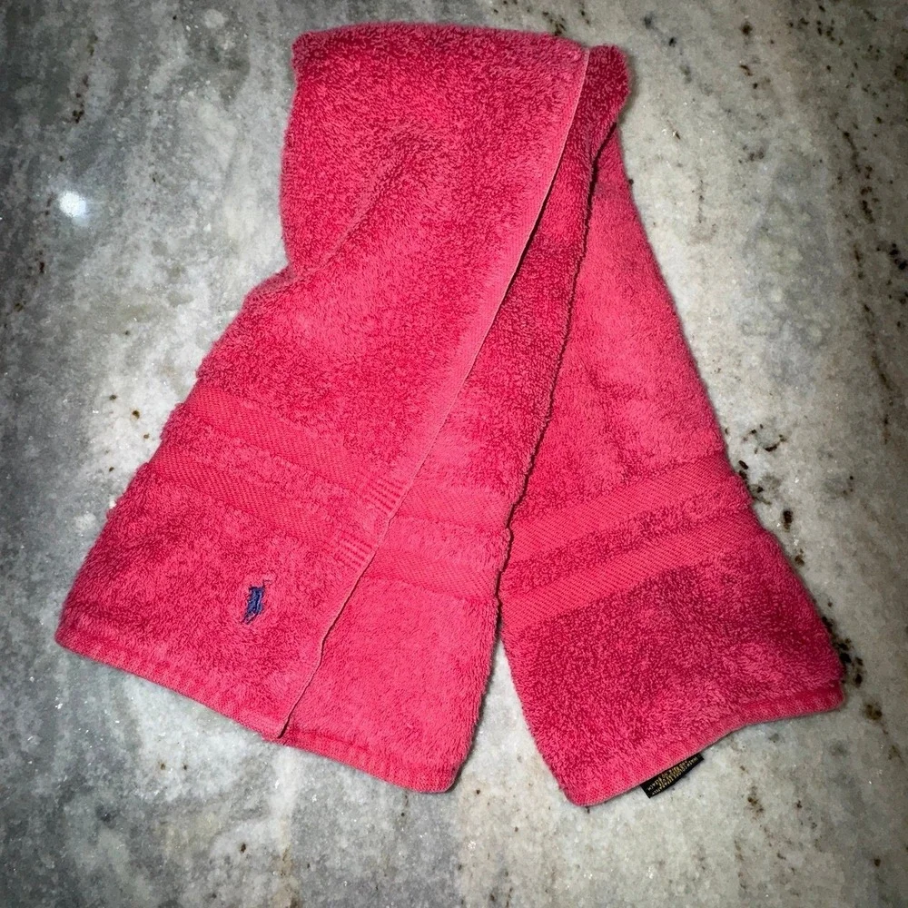 Vintage Ralph Lauren Home 27x15 Cotton Hand Towel Red Made in USA